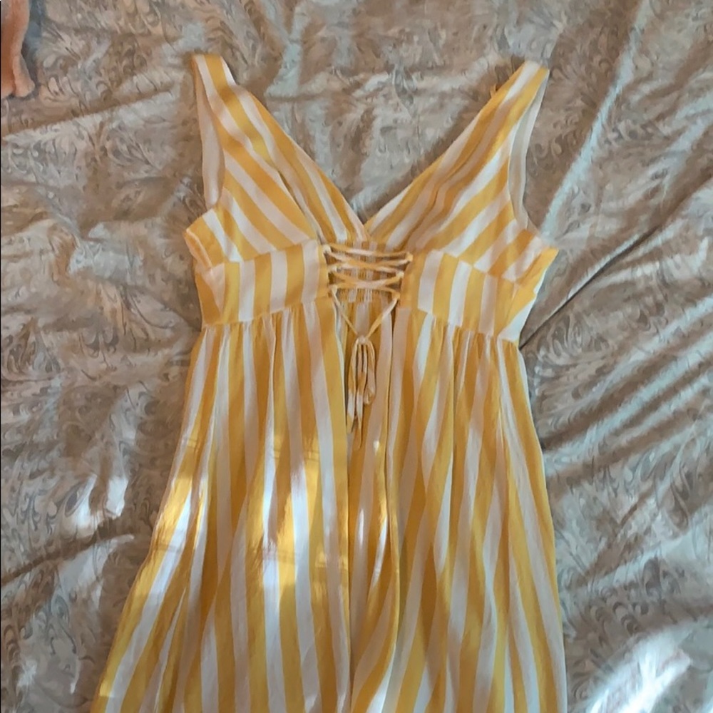 Yellow and white striped dress